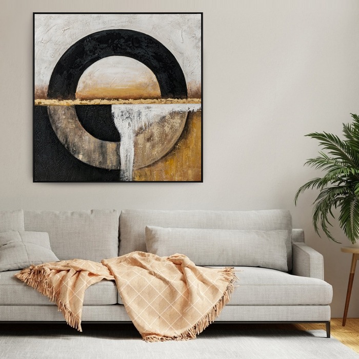 Schilderij abstract cirkel 100x100