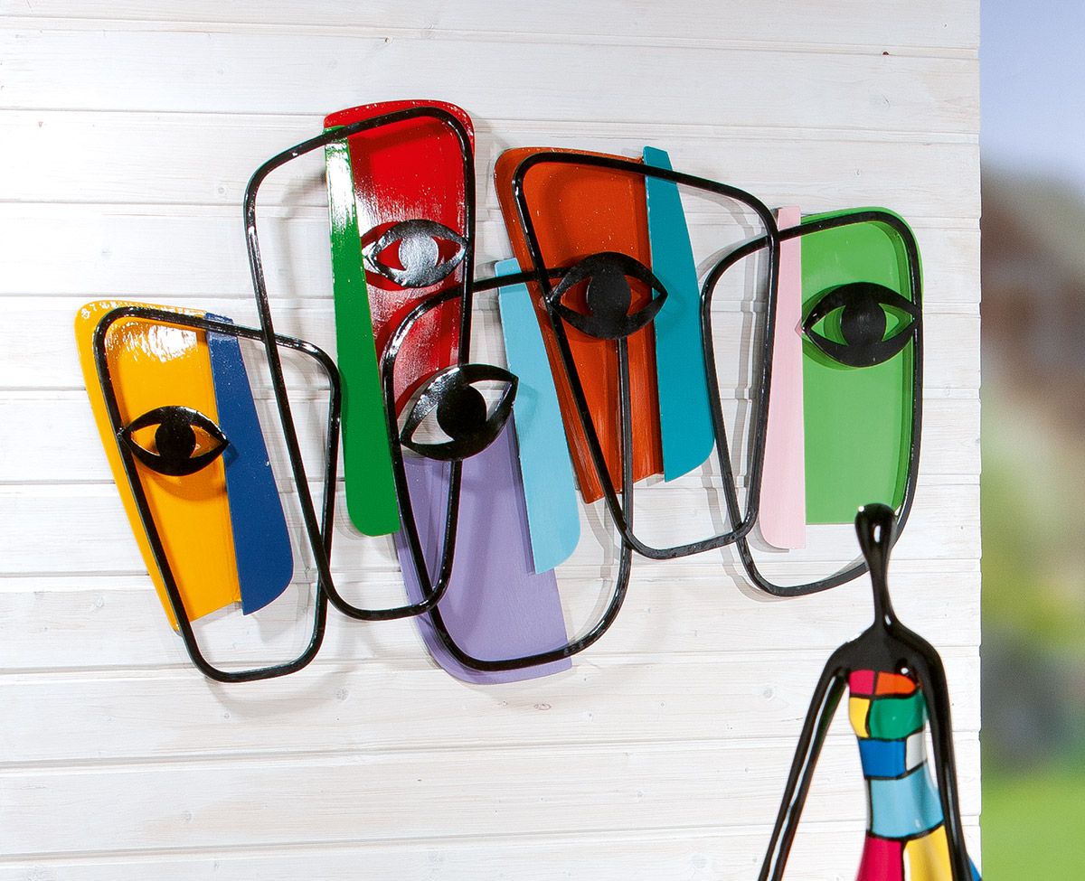 Metalen wandobject faces 74x119