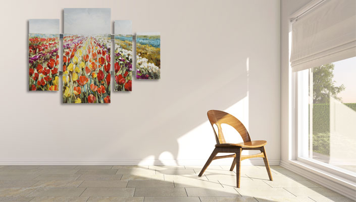 4 delig bloemen schilderij